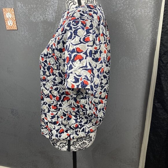 Andre Sauvage VINTAGE abstract red/black/white keyhole back shirt. size 6P - Picture 6 of 10